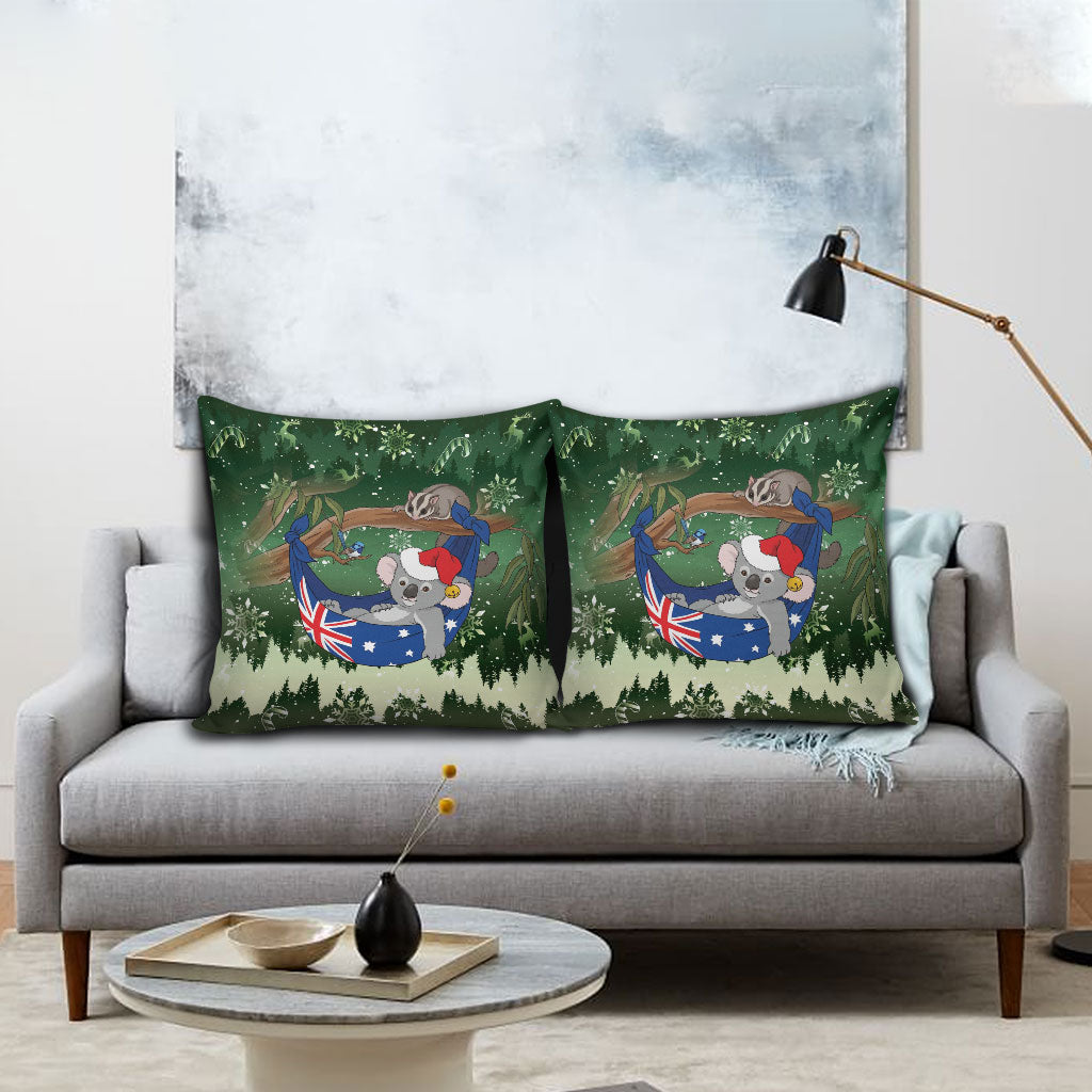 Aussie Festive Koala Christmas Pillow Cover Koala-ty Time Flag Hammock Green Style