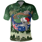 Aussie Festive Koala Christmas Polo Shirt Koala-ty Time Flag Hammock Green Style