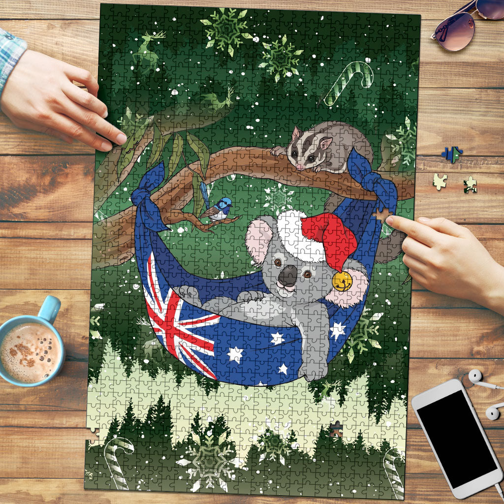 Aussie Festive Koala Christmas Puzzle Koala-ty Time Flag Hammock Green Style