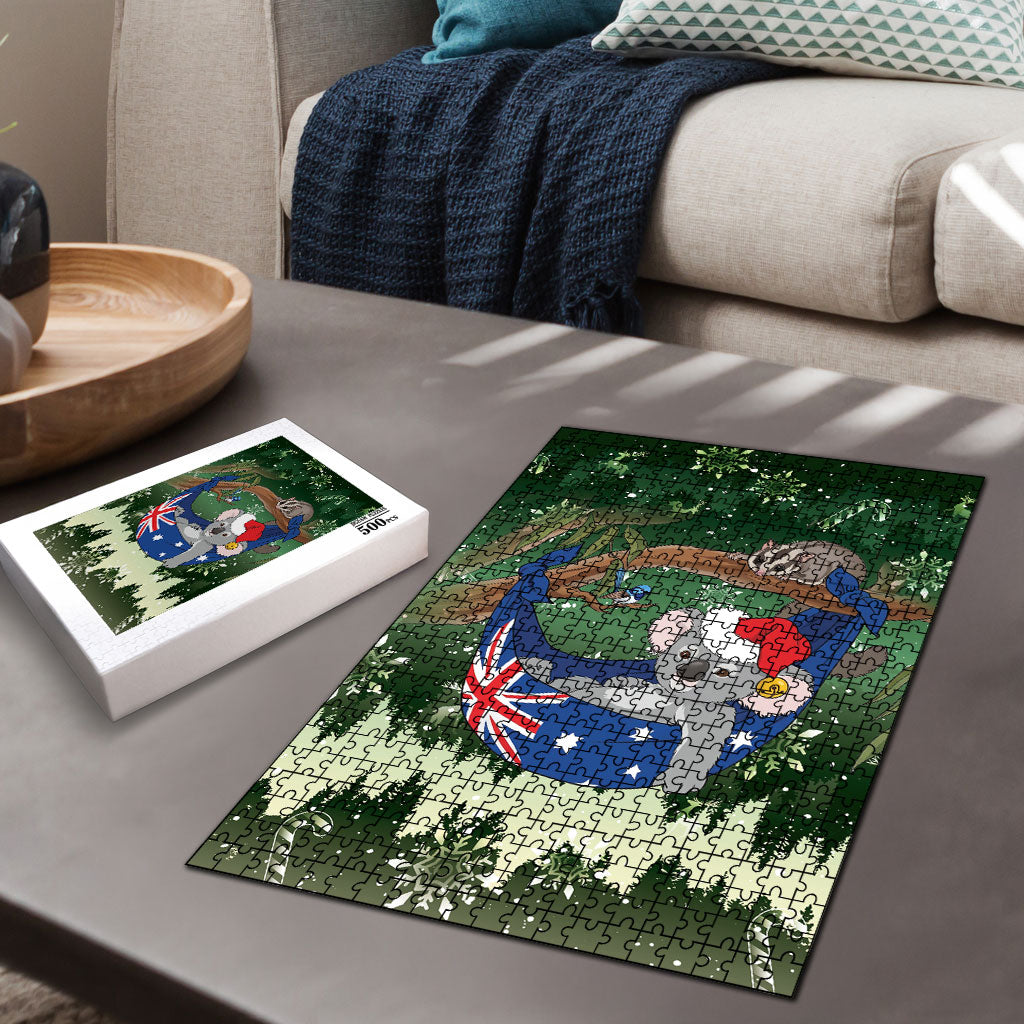 Aussie Festive Koala Christmas Puzzle Koala-ty Time Flag Hammock Green Style