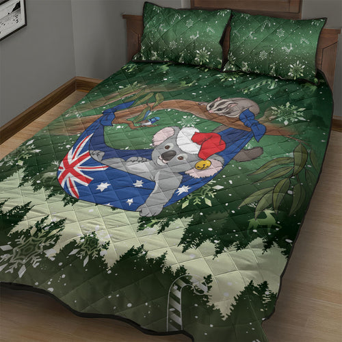 Aussie Festive Koala Christmas Quilt Bed Set Koala-ty Time Flag Hammock Green Style