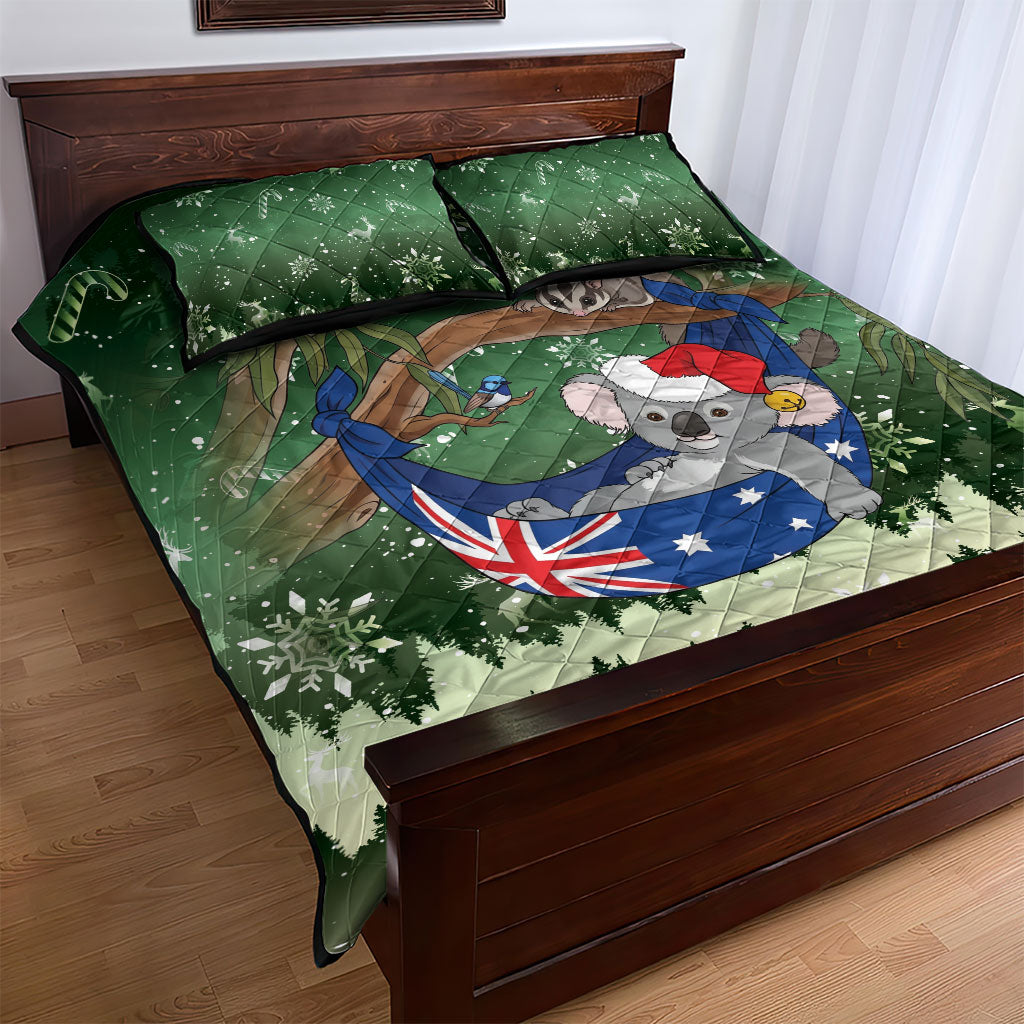 Aussie Festive Koala Christmas Quilt Bed Set Koala-ty Time Flag Hammock Green Style