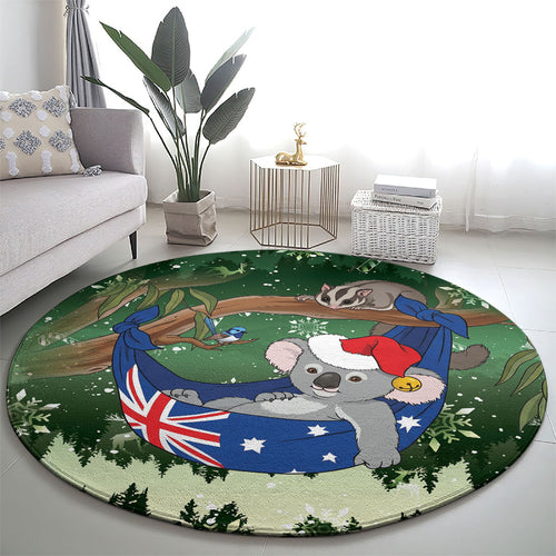 Aussie Festive Koala Christmas Round Carpet Koala-ty Time Flag Hammock Green Style