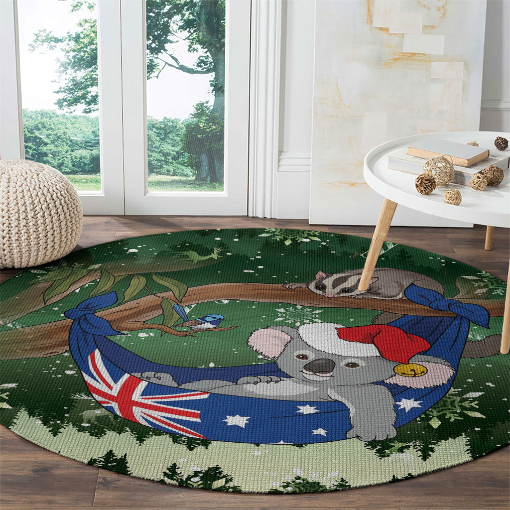 Aussie Festive Koala Christmas Round Carpet Koala-ty Time Flag Hammock Green Style