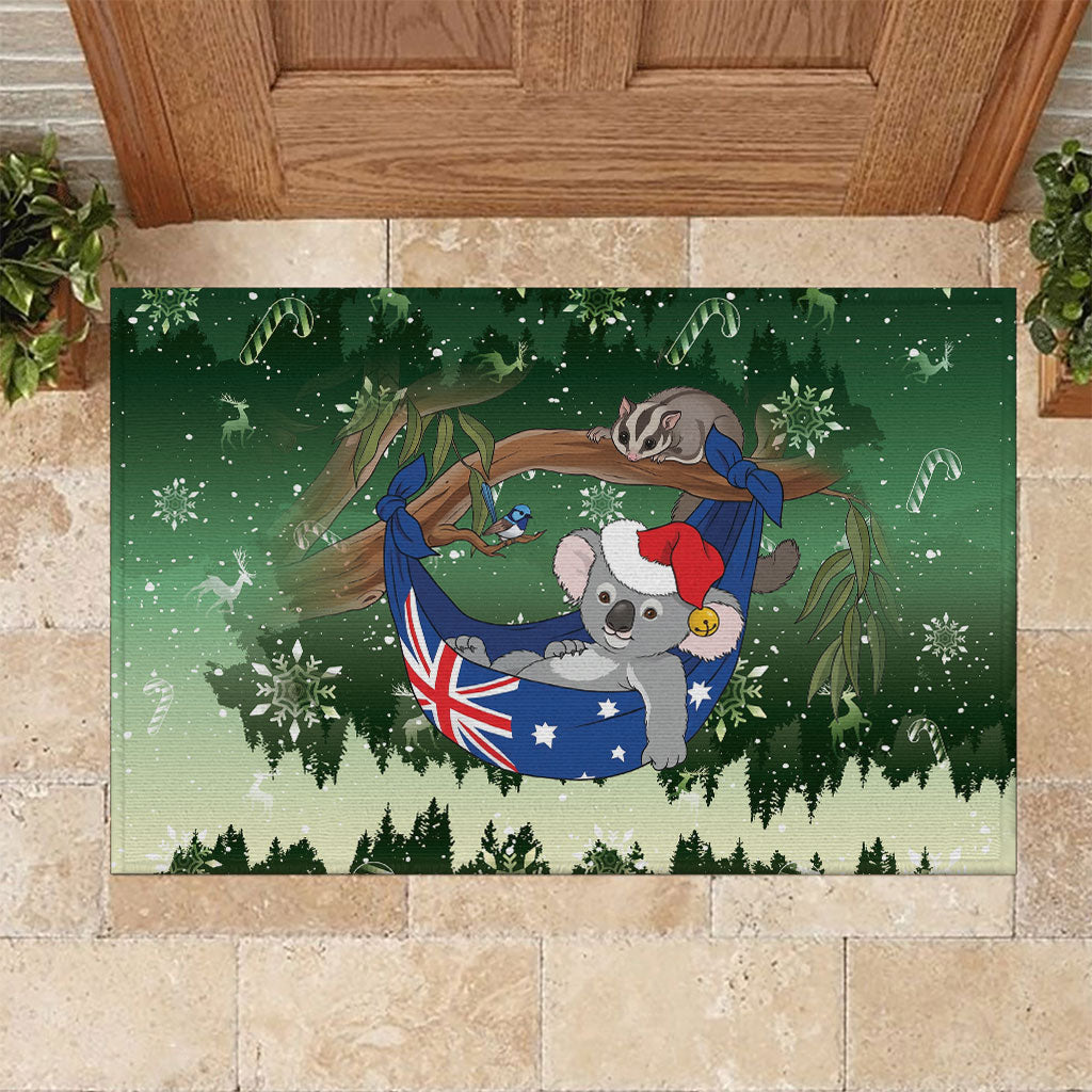 Aussie Festive Koala Christmas Rubber Doormat Koala-ty Time Flag Hammock Green Style