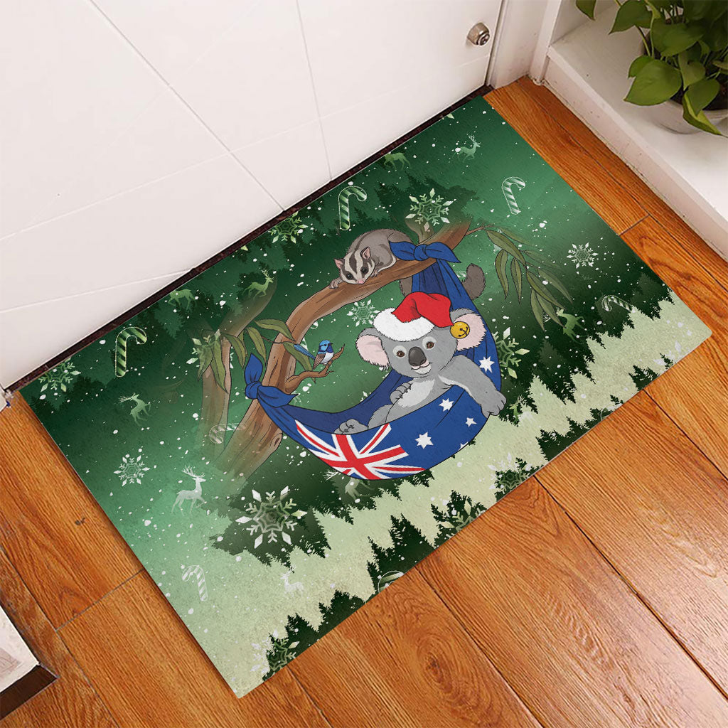 Aussie Festive Koala Christmas Rubber Doormat Koala-ty Time Flag Hammock Green Style