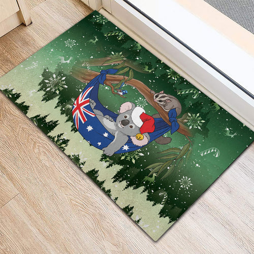 Aussie Festive Koala Christmas Rubber Doormat Koala-ty Time Flag Hammock Green Style