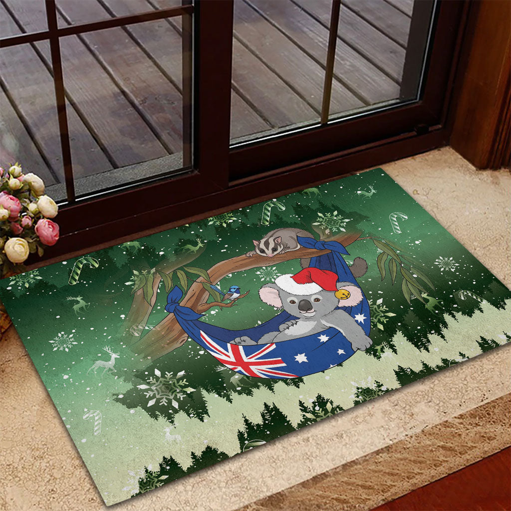 Aussie Festive Koala Christmas Rubber Doormat Koala-ty Time Flag Hammock Green Style