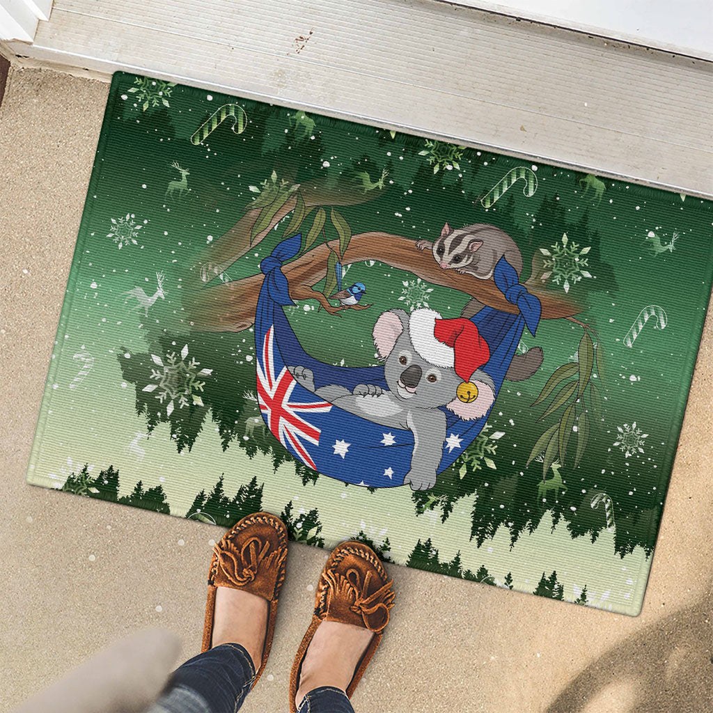 Aussie Festive Koala Christmas Rubber Doormat Koala-ty Time Flag Hammock Green Style