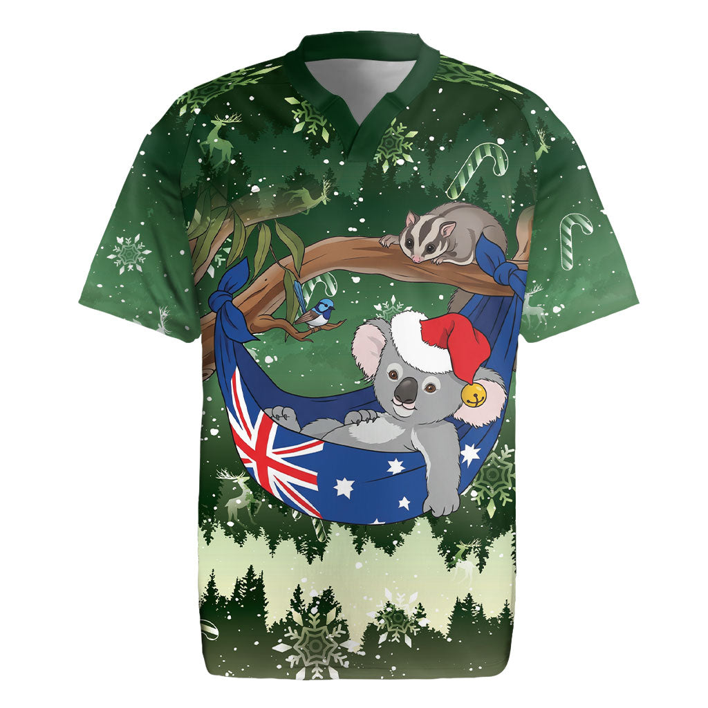 Aussie Festive Koala Christmas Rugby Jersey Koala-ty Time Flag Hammock Green Style