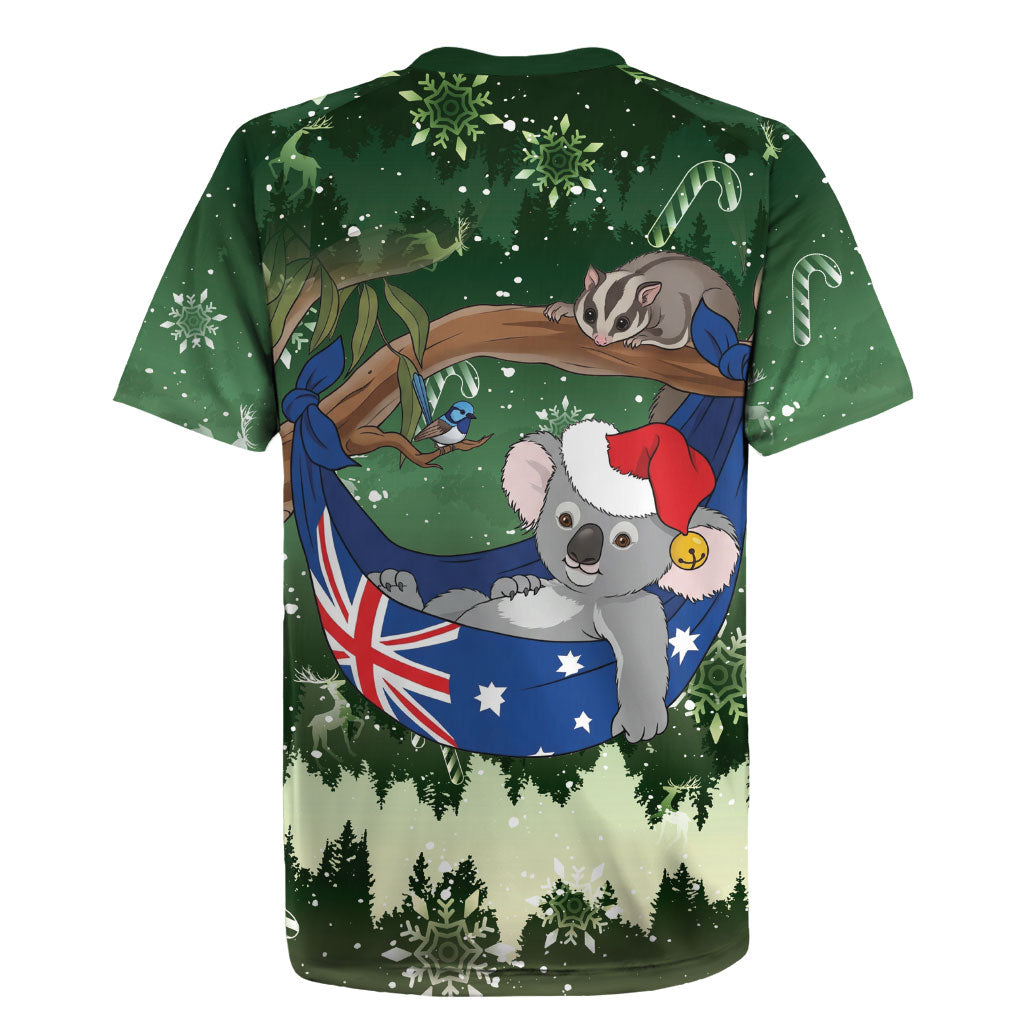 Aussie Festive Koala Christmas Rugby Jersey Koala-ty Time Flag Hammock Green Style