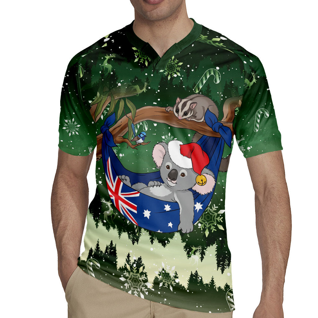 Aussie Festive Koala Christmas Rugby Jersey Koala-ty Time Flag Hammock Green Style