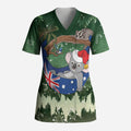 Aussie Festive Koala Christmas Scrub Top Koala-ty Time Flag Hammock Green Style