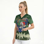 Aussie Festive Koala Christmas Scrub Top Koala-ty Time Flag Hammock Green Style