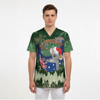 Aussie Festive Koala Christmas Scrub Top Koala-ty Time Flag Hammock Green Style