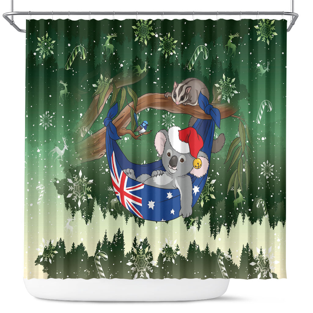 Aussie Festive Koala Christmas Shower Curtain Koala-ty Time Flag Hammock Green Style