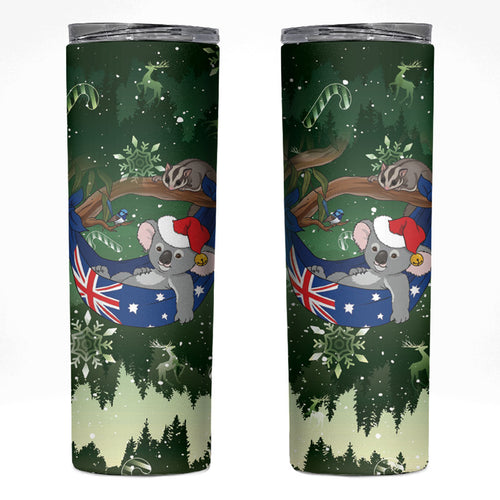 Aussie Festive Koala Christmas Skinny Tumbler Koala-ty Time Flag Hammock Green Style