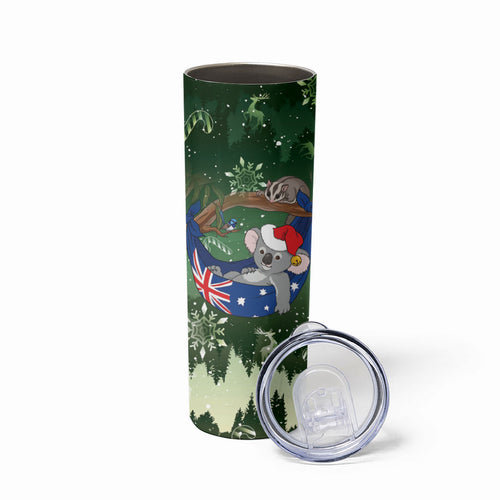 Aussie Festive Koala Christmas Skinny Tumbler Koala-ty Time Flag Hammock Green Style
