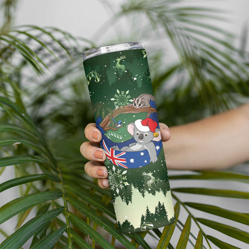Aussie Festive Koala Christmas Skinny Tumbler Koala-ty Time Flag Hammock Green Style