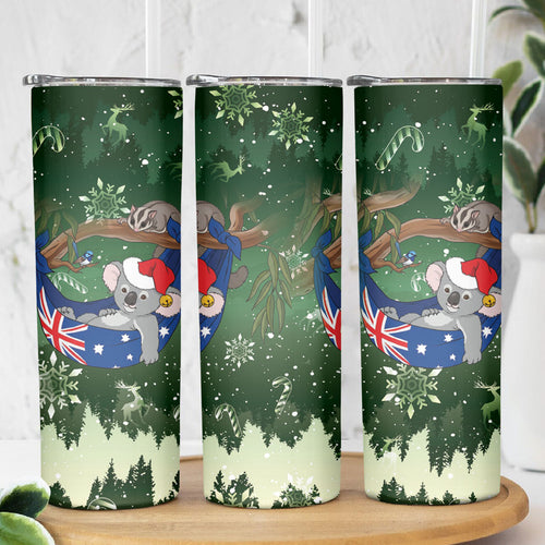 Aussie Festive Koala Christmas Skinny Tumbler Koala-ty Time Flag Hammock Green Style