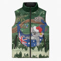 Aussie Festive Koala Christmas Sleeveless Puffer Jacket Koala-ty Time Flag Hammock Green Style