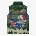 Aussie Festive Koala Christmas Sleeveless Puffer Jacket Koala-ty Time Flag Hammock Green Style