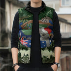 Aussie Festive Koala Christmas Sleeveless Puffer Jacket Koala-ty Time Flag Hammock Green Style