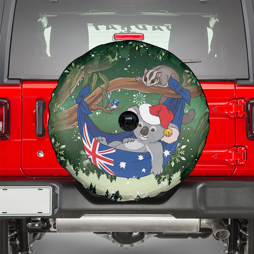 Aussie Festive Koala Christmas Spare Tire Cover Koala-ty Time Flag Hammock Green Style