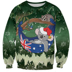 Aussie Festive Koala Christmas Sweatshirt Koala-ty Time Flag Hammock Green Style