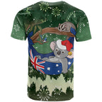 Aussie Festive Koala Christmas T Shirt Koala-ty Time Flag Hammock Green Style