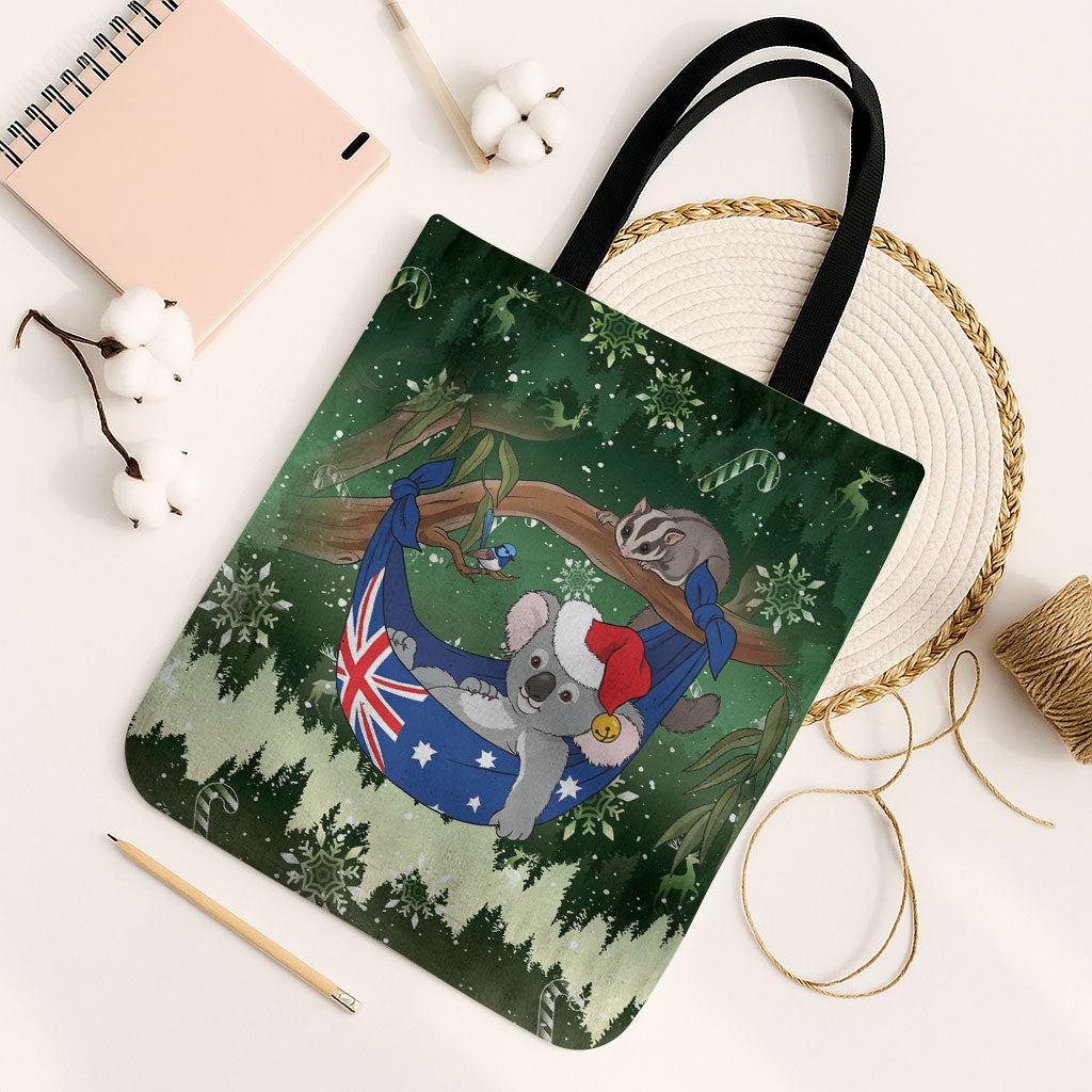 Aussie Festive Koala Christmas Tote Bag Koala-ty Time Flag Hammock Green Style
