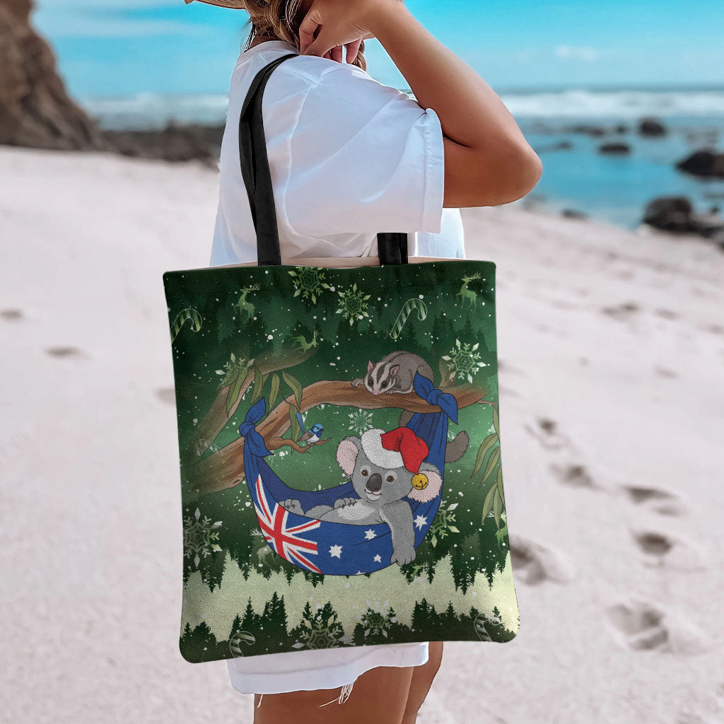 Aussie Festive Koala Christmas Tote Bag Koala-ty Time Flag Hammock Green Style