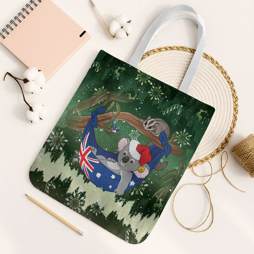 Aussie Festive Koala Christmas Tote Bag Koala-ty Time Flag Hammock Green Style