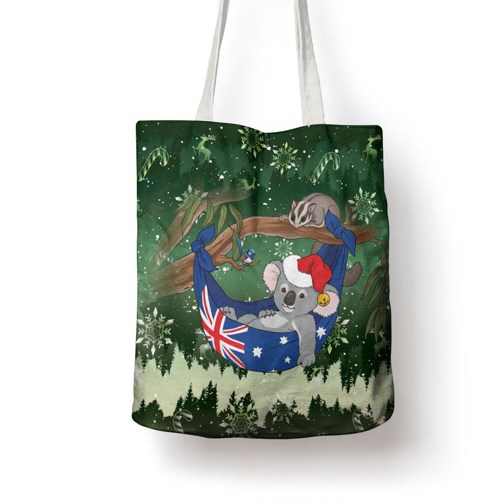 Aussie Festive Koala Christmas Tote Bag Koala-ty Time Flag Hammock Green Style