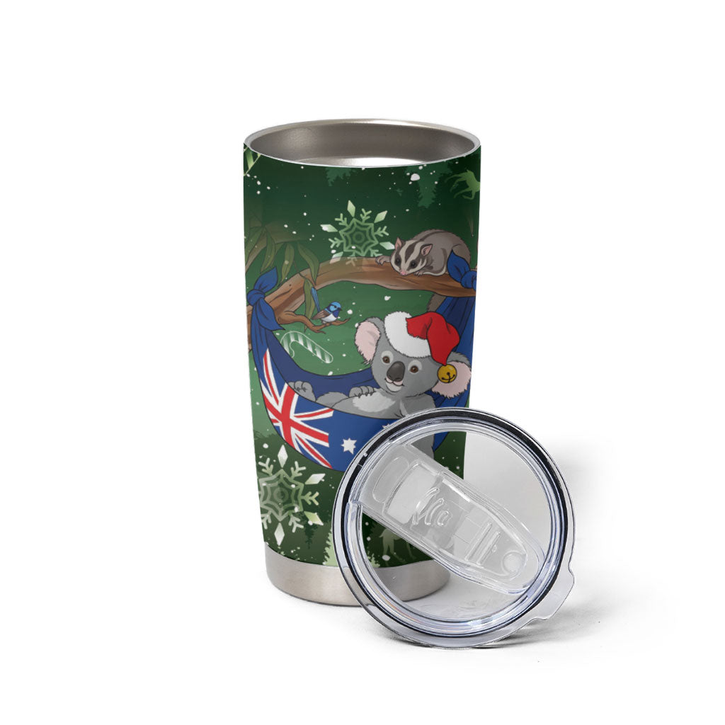 Aussie Festive Koala Christmas Tumbler Cup Koala-ty Time Flag Hammock Green Style