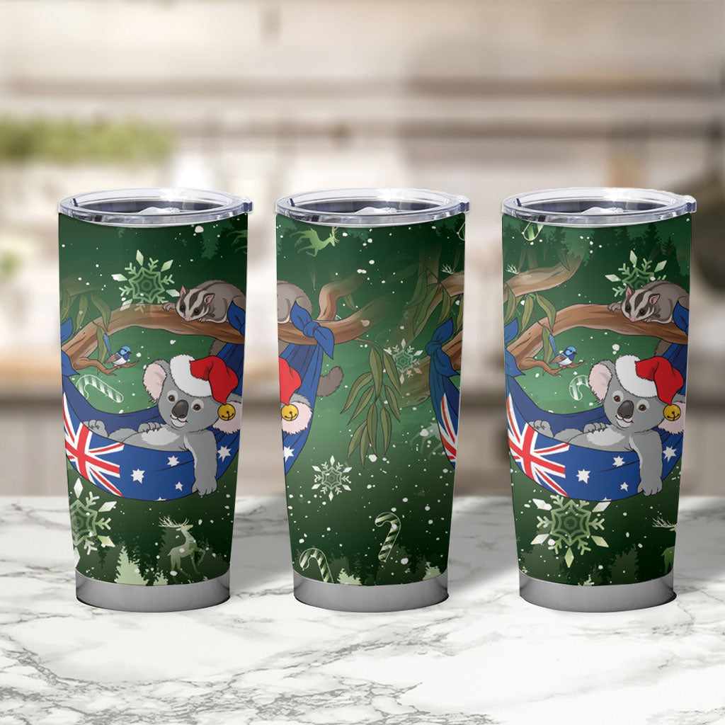 Aussie Festive Koala Christmas Tumbler Cup Koala-ty Time Flag Hammock Green Style