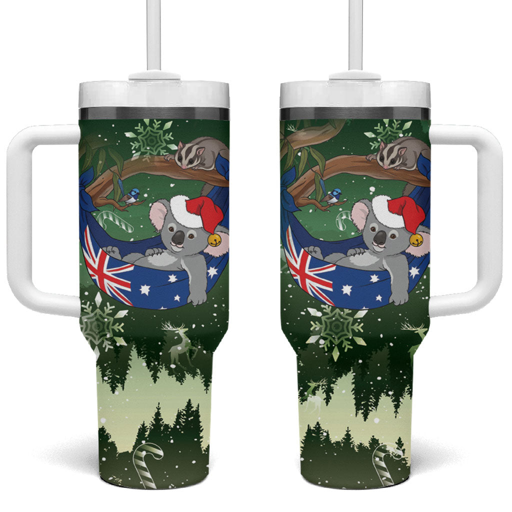 Aussie Festive Koala Christmas Tumbler With Handle Koala-ty Time Flag Hammock Green Style