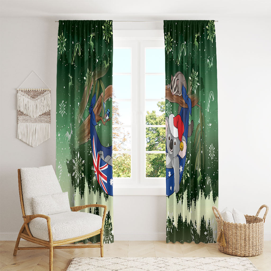 Aussie Festive Koala Christmas Window Curtain Koala-ty Time Flag Hammock Green Style