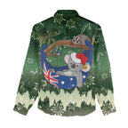 Aussie Festive Koala Christmas Women Casual Shirt Koala-ty Time Flag Hammock Green Style