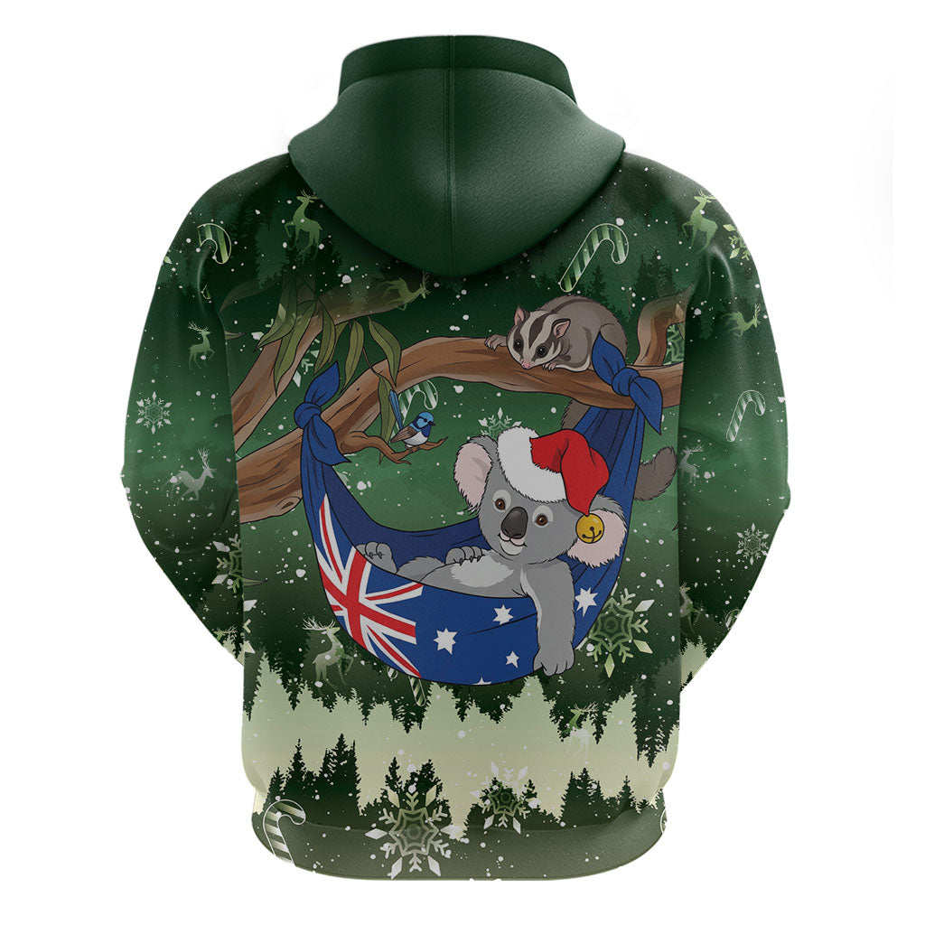 Aussie Festive Koala Christmas Zip Hoodie Koala-ty Time Flag Hammock Green Style