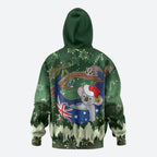 Aussie Festive Koala Christmas Zip Hoodie Koala-ty Time Flag Hammock Green Style