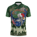 Aussie Festive Koala Christmas Zipper Polo Shirt Koala-ty Time Flag Hammock Green Style