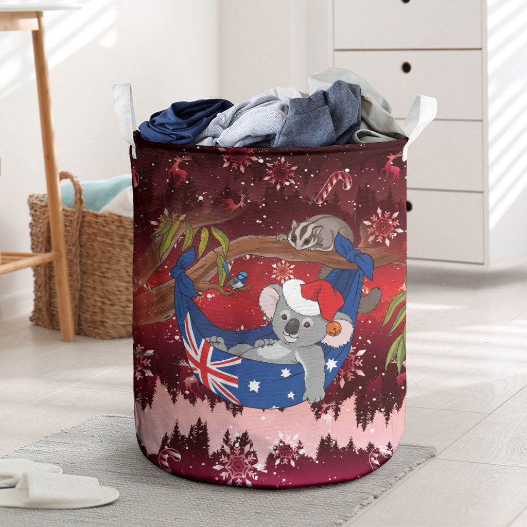 Aussie Festive Koala Christmas Laundry Basket Koala-ty Time Flag Hammock Red Style