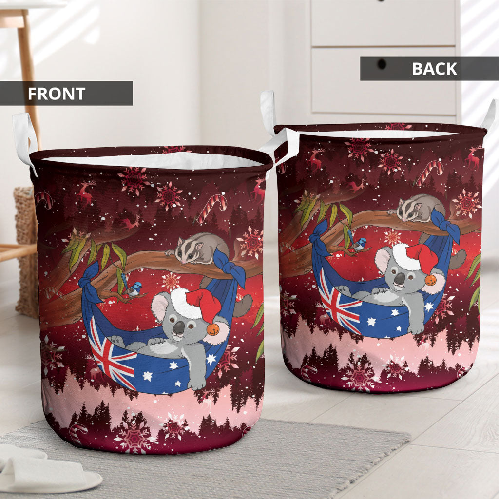 Aussie Festive Koala Christmas Laundry Basket Koala-ty Time Flag Hammock Red Style