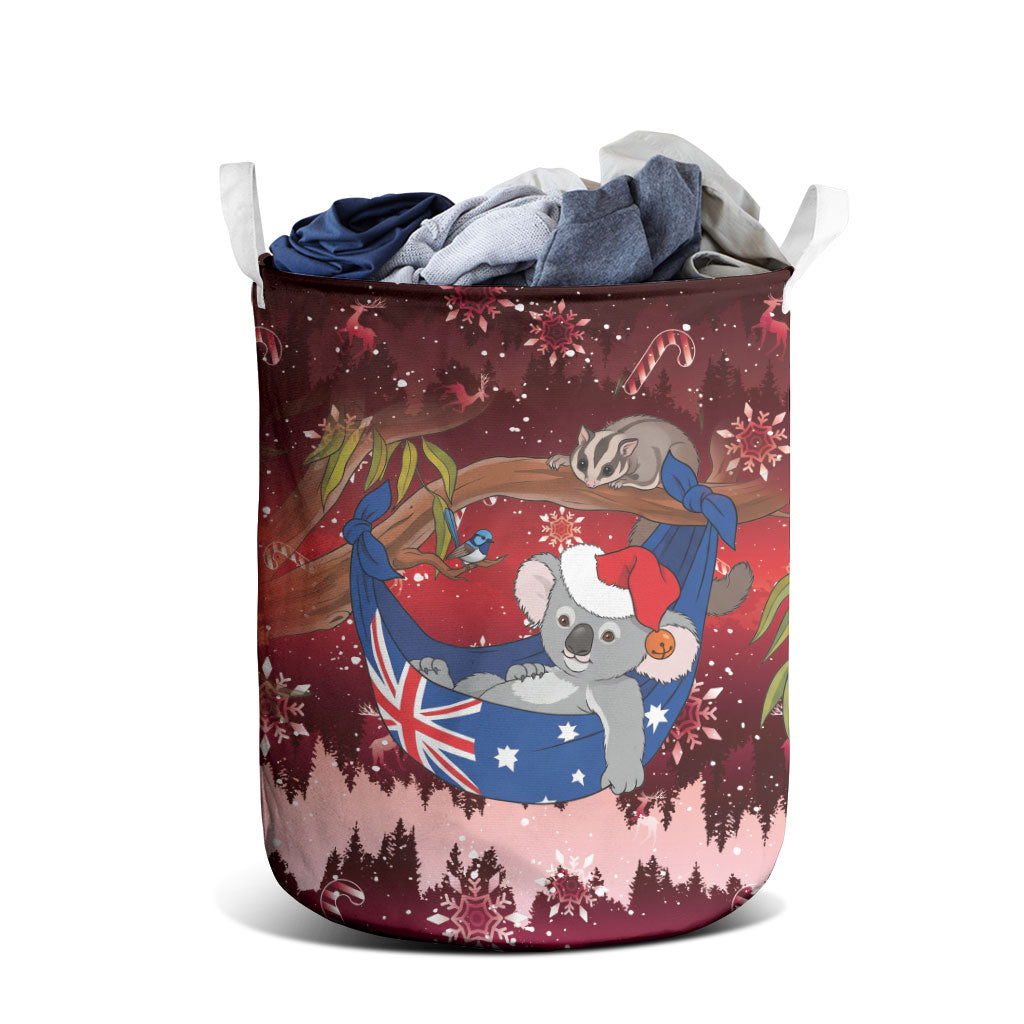 Aussie Festive Koala Christmas Laundry Basket Koala-ty Time Flag Hammock Red Style