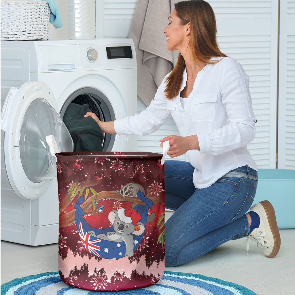 Aussie Festive Koala Christmas Laundry Basket Koala-ty Time Flag Hammock Red Style