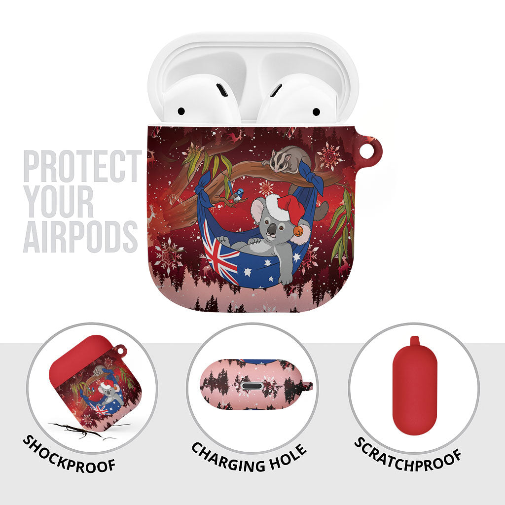 Aussie Festive Koala Christmas AirPods Case Koala-ty Time Flag Hammock Red Style