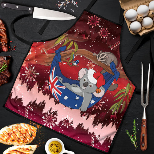 Aussie Festive Koala Christmas Apron Koala-ty Time Flag Hammock Red Style