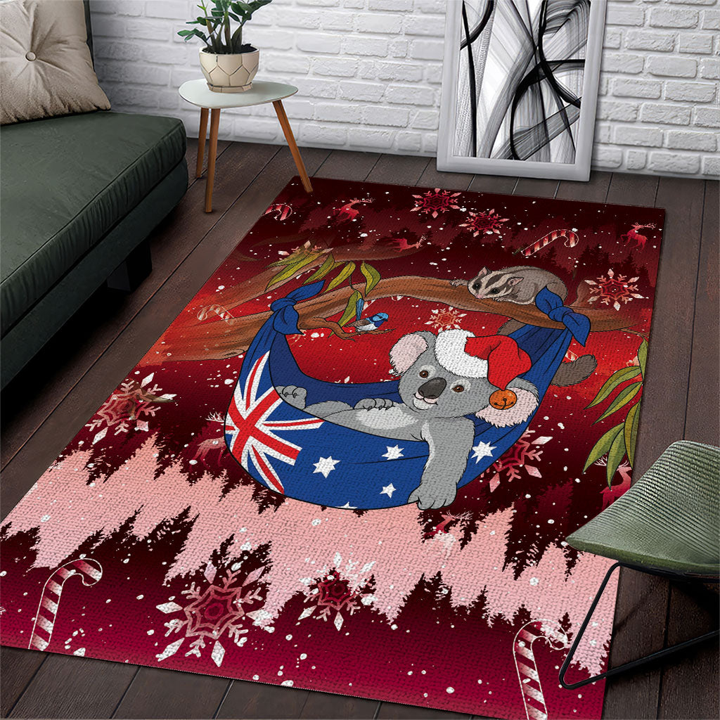 Aussie Festive Koala Christmas Area Rug Koala-ty Time Flag Hammock Red Style