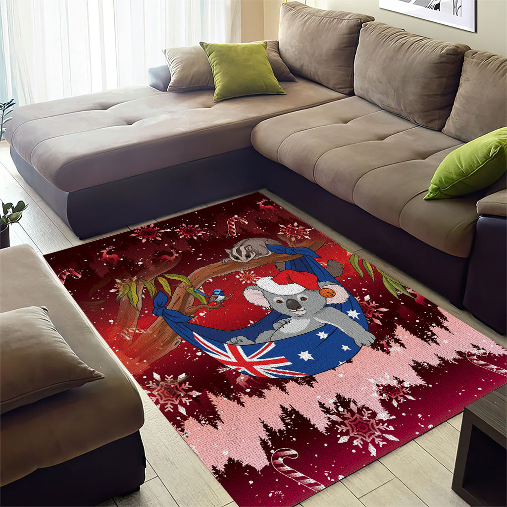 Aussie Festive Koala Christmas Area Rug Koala-ty Time Flag Hammock Red Style